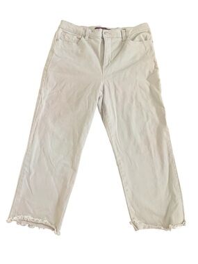 Gloria Vanderbilt Amanda Petite Pants Beige Frayed Hem Capri Length 14P